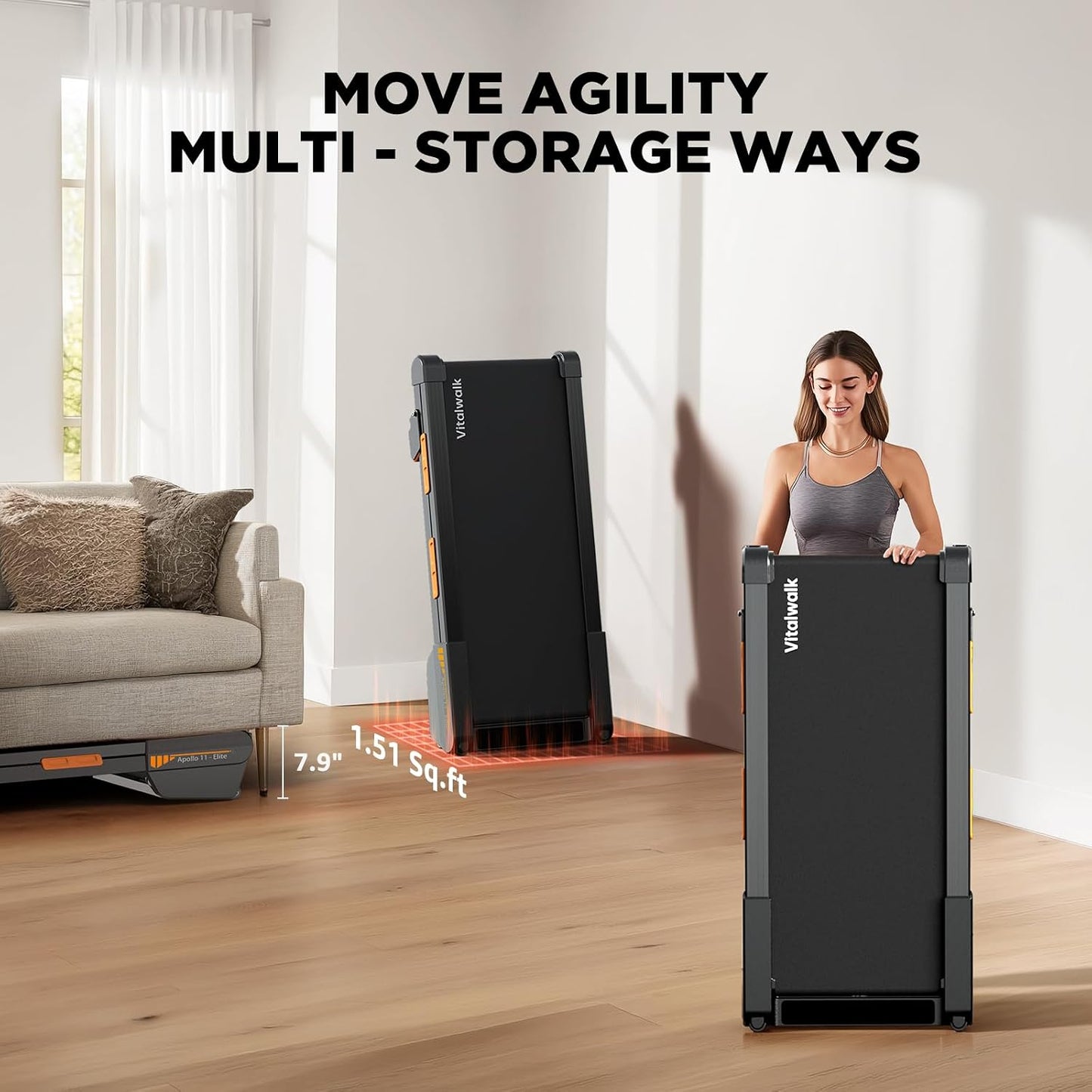 15% Auto Incline Vertical Storage Walking Pad Treadmill