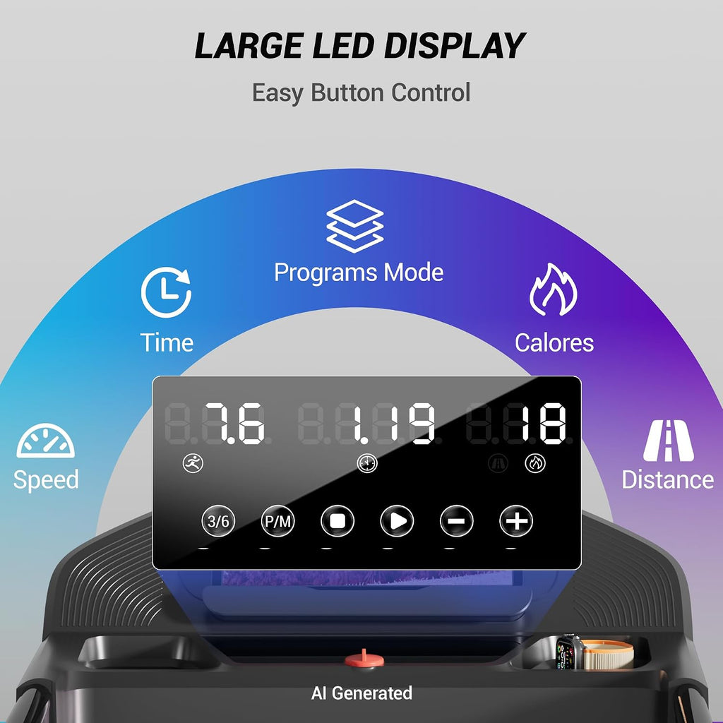 16% Incline Foldable 3 LED Walking Pad Treadmill