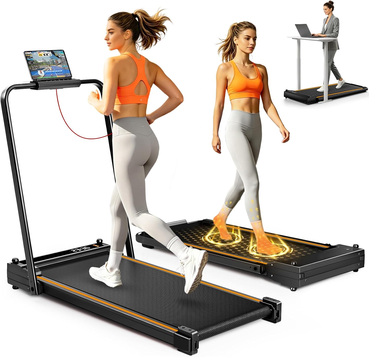 Dual Surface Massage Under Desk Walking Pad Treadmill