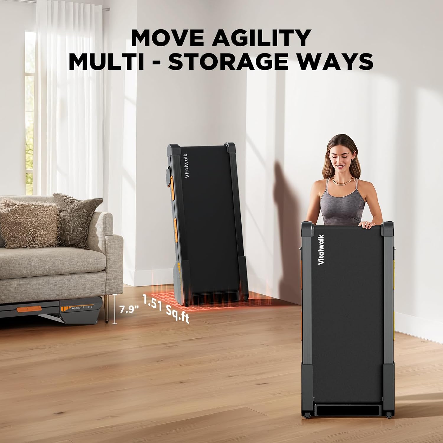 15% Auto Incline Vertical Storage Walking Pad Treadmill