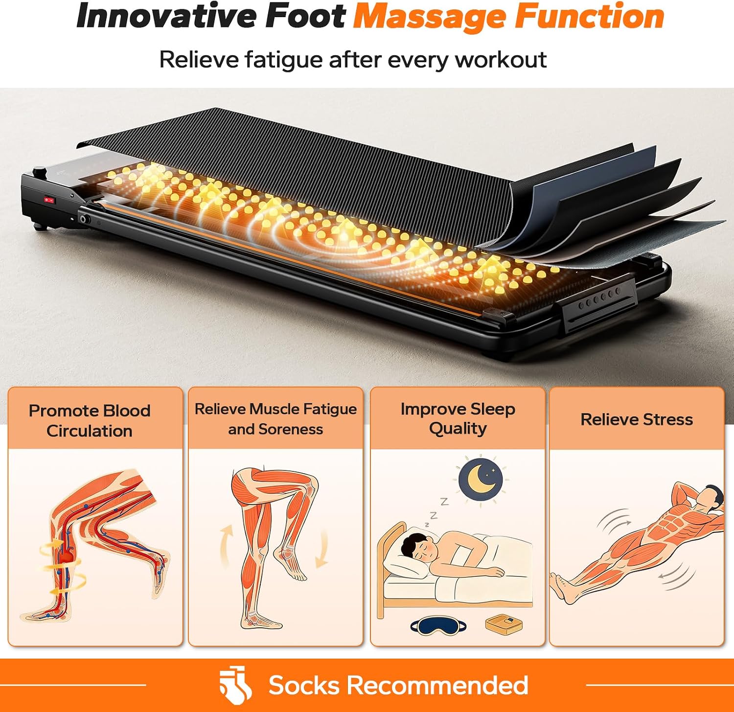 Dual Surface Massage Under Desk Walking Pad Treadmill