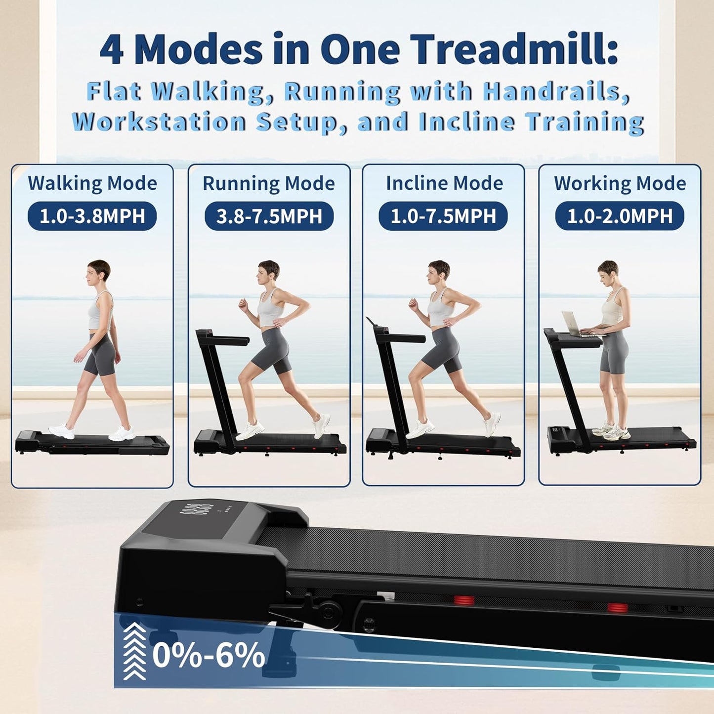 3-in-1 Foldable Treadmill with Workstation Desk