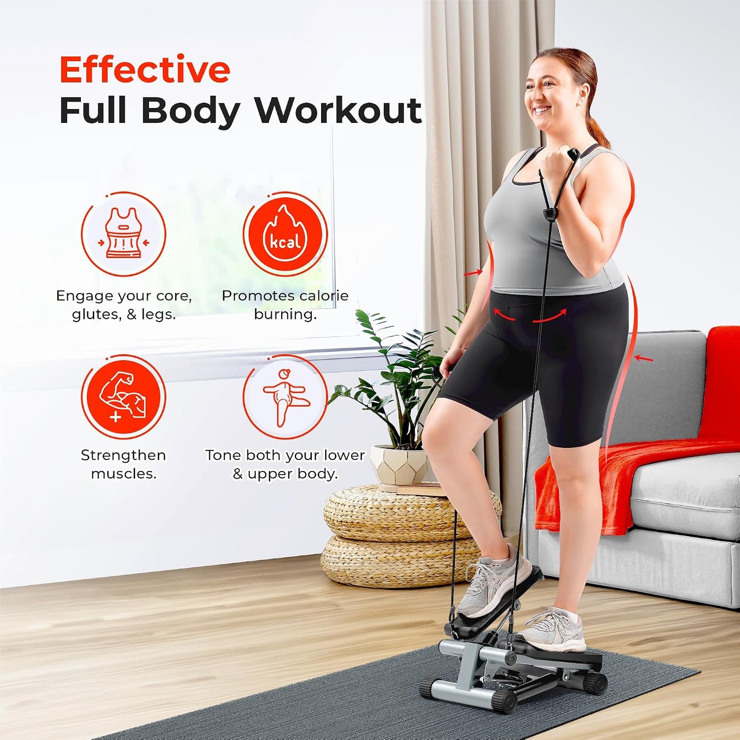Smart Mini Stepper with Resistance Bands